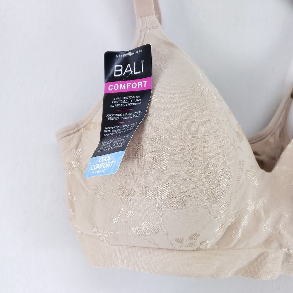 Bali Comfort Revolution Wirefree Bra Size Medium Sand Cool Comfort Nylon/Spandex - Picture 4 of 5
